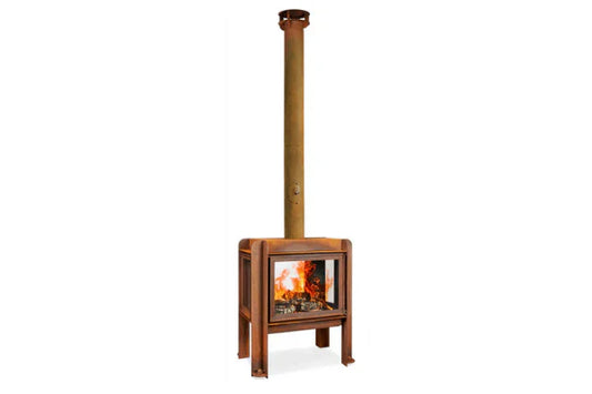 RB73 Fennek 80 4-Sided Glass Outdoor Wood Fireplace