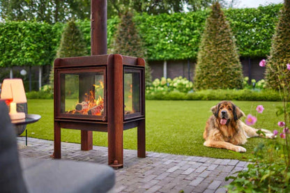 RB73 Fennek 80 4-Sided Glass Outdoor Wood Fireplace