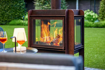 RB73 Fennek 80 4-Sided Glass Outdoor Wood Fireplace
