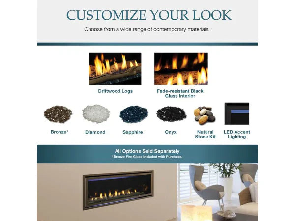 Majestic JADE42IL-B Jade 42" Linear Contemporary Direct Vent Propane Gas Fireplace with IntelliFire Touch Ignition System