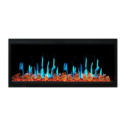 Litedeer Homes Latitude II 48" Seamless Push-in Electric Fireplace With Luster Copper Reflective Fire Glass - ZEF48XA