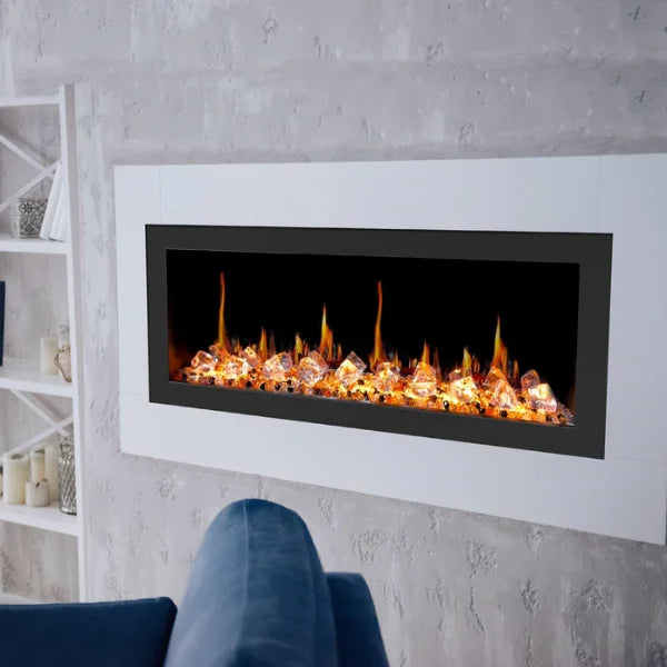 Litedeer Homes Latitude II 48" Seamless Push-in Electric Fireplace With Acrylic Crushed Ice Rocks - ZEF48XC