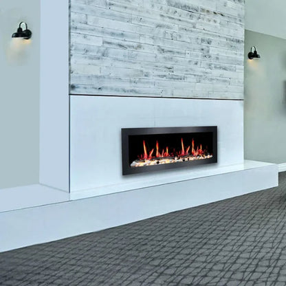 Litedeer Homes Latitude II 48" Seamless Push-in Electric Fireplace With Acrylic Crushed Ice Rocks - ZEF48XC
