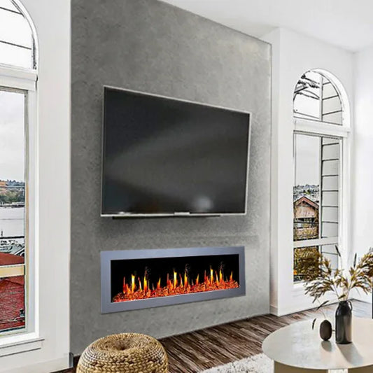 Litedeer Homes Gloria II 58" Silver Seamless Push-in Electric Fireplace - ZEF58VS