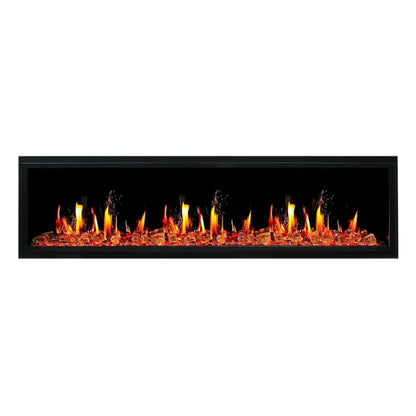 Litedeer Homes Latitude 75" Black Ultra Slim Built-in Linear Smart Electric Fireplace With Luster Copper Reflective Fire Glass - ZEF75VA