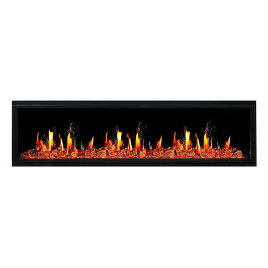 Litedeer Homes Latitude 75" Black Ultra Slim Built-in Linear Smart Electric Fireplace With Luster Copper Reflective Fire Glass - ZEF75VA