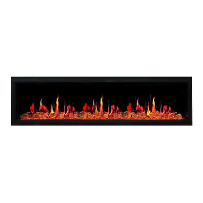 Litedeer Homes Latitude 75" Black Ultra Slim Built-in Linear Smart Electric Fireplace With Luster Copper Reflective Fire Glass - ZEF75VA