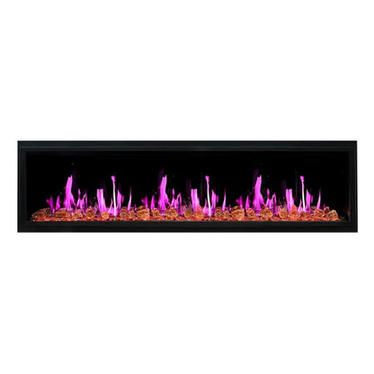 Litedeer Homes Latitude 75" Black Ultra Slim Built-in Linear Smart Electric Fireplace With Luster Copper Reflective Fire Glass - ZEF75VA