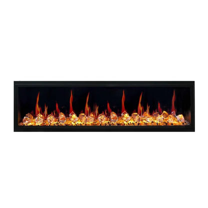 Litedeer Homes Latitude 75" Black Ultra Slim Built-in Linear Smart Electric Fireplace With Multicolor Acrylic Crushed Ice Rocks - ZEF75VC