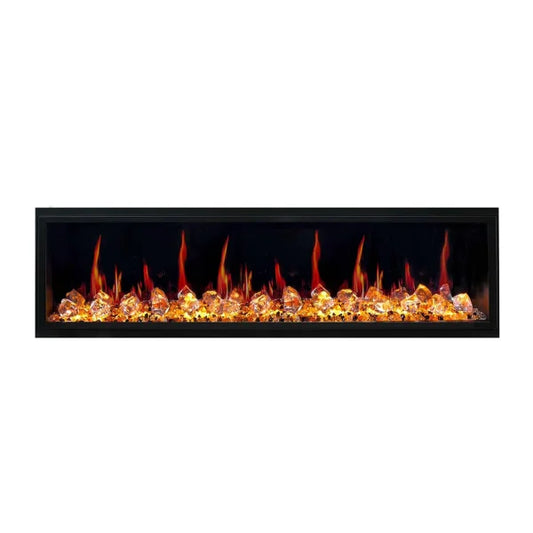 Litedeer Homes Latitude 75" Black Ultra Slim Built-in Linear Smart Electric Fireplace With Multicolor Acrylic Crushed Ice Rocks - ZEF75VC