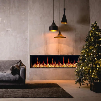 Litedeer Latitude II 78" Vent-Free Seamless Push-In Electric Fireplace with Acrylic Crushed Ice Rocks ZEF78VC