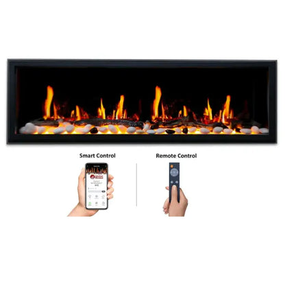 Litedeer Homes Latitude 45" Black Ultra Slim Built-in Linear Smart Electric Fireplace With Driftwood Log & River Rock - ZEF45X