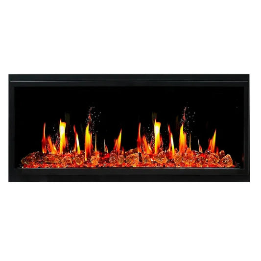 Litedeer Homes Latitude 45" Black Ultra Slim Built-in Linear Smart Electric Fireplace With Luster Copper Reflective Fire Glass - ZEF45XA