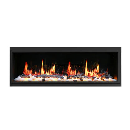 Litedeer Homes Latitude 55" Black Ultra Slim Built-in Linear Smart Electric Fireplace With Driftwood Log & River Rock - ZEF55V
