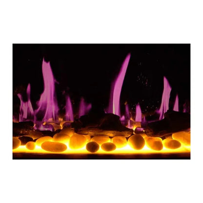 Litedeer Homes Latitude 55" Black Ultra Slim Built-in Linear Smart Electric Fireplace With Driftwood Log & River Rock - ZEF55V