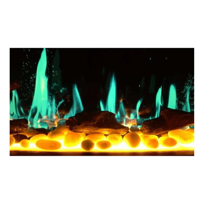 Litedeer Homes Latitude 55" Black Ultra Slim Built-in Linear Smart Electric Fireplace With Driftwood Log & River Rock - ZEF55V