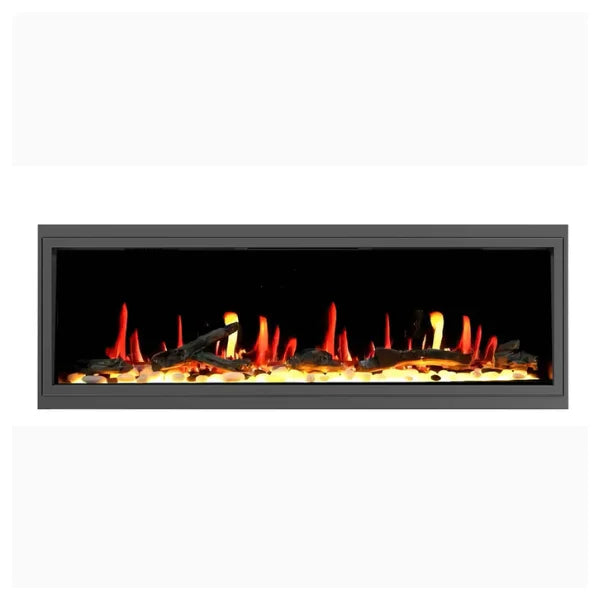 Litedeer Homes Latitude 55" Black Ultra Slim Built-in Linear Smart Electric Fireplace With Driftwood Log & River Rock - ZEF55V