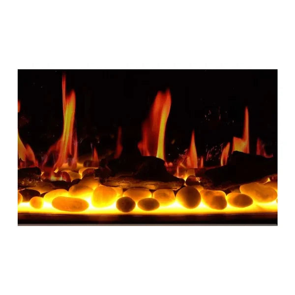 Litedeer Homes Latitude 55" Black Ultra Slim Built-in Linear Smart Electric Fireplace With Driftwood Log & River Rock - ZEF55V