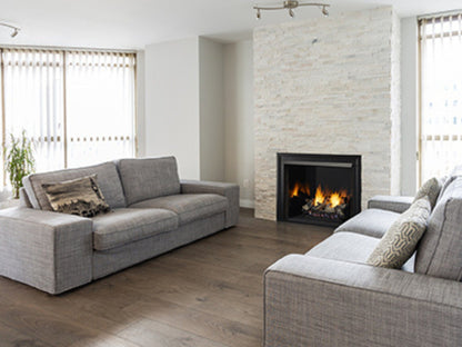 Monessen Lo-Rider 36" Circulating Clean Face Gas Firebox Multi-tonal Gray Herringbone panels