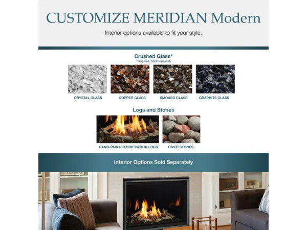 Majestic Meridian Modern 36" Traditional/Contemporary Top Direct Vent Natural Gas Fireplace with IntelliFire Touch ignition System