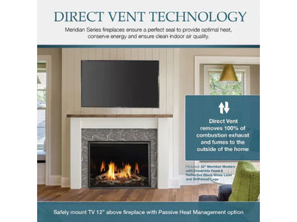 Majestic Meridian Modern 36" Traditional/Contemporary Top Direct Vent Natural Gas Fireplace with IntelliFire Touch ignition System