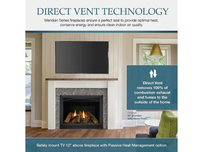 Majestic Meridian Modern 42" Traditional/Contemporary Top Direct Vent Natural Gas Fireplace with IntelliFire Touch ignition System