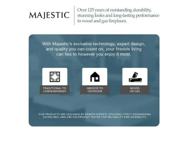 Majestic Meridian Modern 42" Traditional/Contemporary Top Direct Vent Natural Gas Fireplace with IntelliFire Touch ignition System