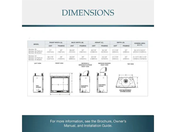 Majestic Meridian Modern 42" Traditional/Contemporary Top Direct Vent Natural Gas Fireplace with IntelliFire Touch ignition System
