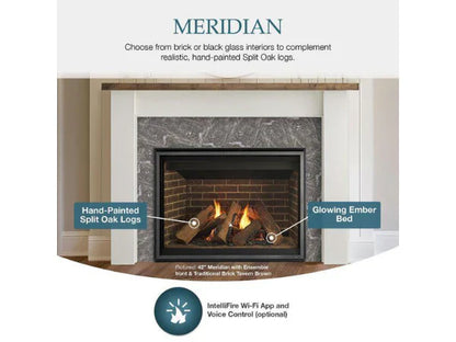 Majestic Meridian 42" Traditional Top/Rear Direct Vent Natural Gas Fireplace with IntelliFire Touch ignition System
