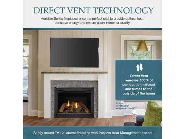 Majestic Meridian Platinum 42" Traditional Top/Rear Direct Vent Natural Gas Fireplace with IntelliFire Touch ignition System