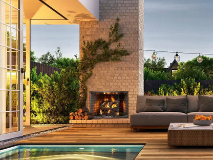 Majestic Cottagewood 42" Traditional Outdoor Wood Burning Fireplace with Gray Herringbone Refractory