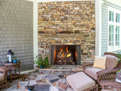 Majestic Cottagewood 42" Traditional Outdoor Wood Burning Fireplace with Gray Herringbone Refractory