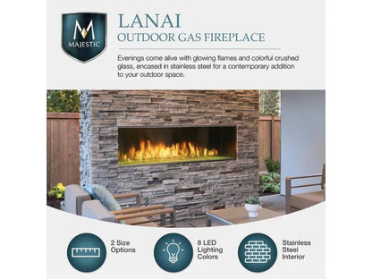 Majestic Lanai 48" Linear Contemporary Outdoor Vent Free Natural Gas Fireplace with Single-Sided IntelliFire Ignition System
