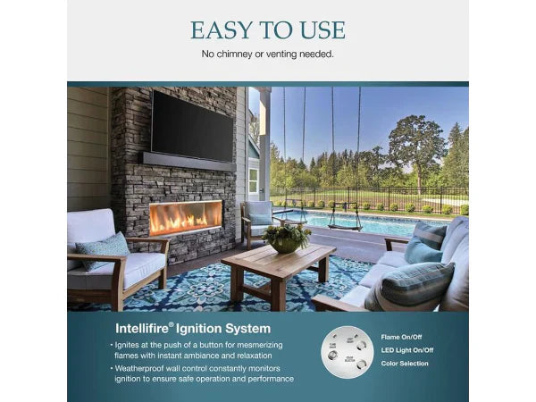 Majestic Lanai 48" Linear Contemporary Outdoor Vent Free Natural Gas Fireplace with Single-Sided IntelliFire Ignition System