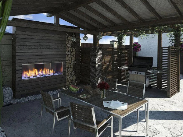 Majestic Lanai 60" Linear Contemporary Outdoor Vent Free Natural Gas Fireplace with Single-Sided IntelliFire Ignition System