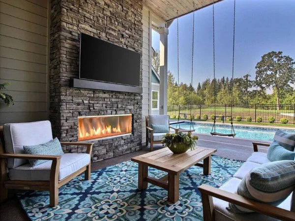 Majestic Lanai 60" Linear Contemporary Outdoor Vent Free Natural Gas Fireplace with Single-Sided IntelliFire Ignition System