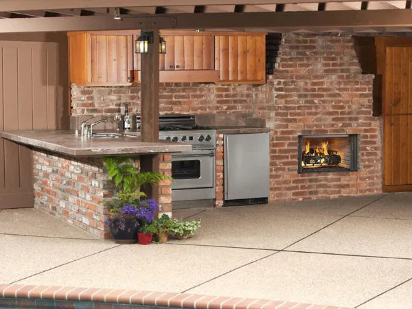 Majestic Villawood 36" Traditional Outdoor Wood Burning Fireplace with Traditional Refractory
