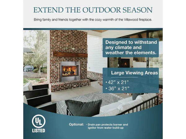 Majestic Villawood 42" Traditional Outdoor Wood Burning Fireplace with Herringbone Refractory