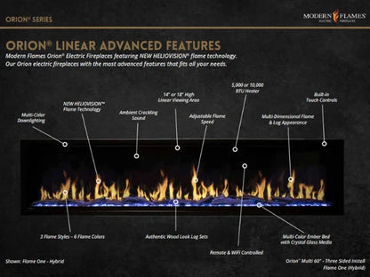 Modern Flames Orion Traditional 36" Heliovision Built-in Virtual Electric Fireplace Insert