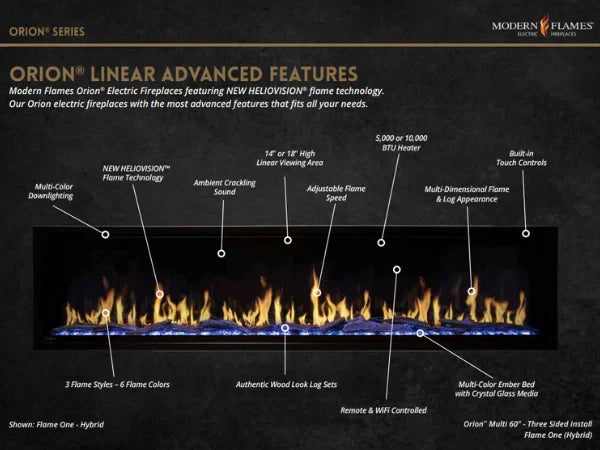 Modern Flames Orion Traditional 30" Heliovision Built-in Virtual Electric Fireplace Insert