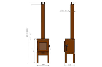 RB73 Piquia Outdoor Wood Fireplace With 4 Legs