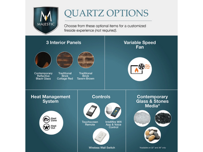 Majestic Quartz 36" Traditional Top/Rear Direct Vent Natural Gas Fireplace with IntelliFire Touch Ignition System