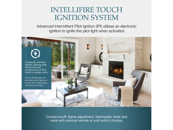 Majestic Quartz 36" Traditional Top/Rear Direct Vent Propane Gas Fireplace with IntelliFire Touch Ignition System