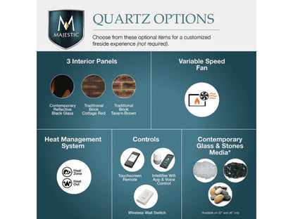 Majestic Quartz Platinum 36" Traditional Top/Rear Direct Vent Propane Gas Fireplace with IntelliFire Touch Ignition System