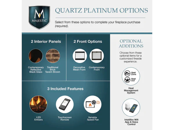 Majestic Quartz Platinum 36" Traditional Top/Rear Direct Vent Natural Gas Fireplace with IntelliFire Touch Ignition System