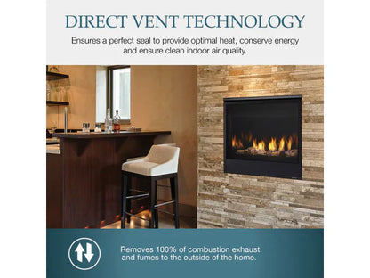 Majestic Quartz Platinum 36" Traditional Top/Rear Direct Vent Natural Gas Fireplace with IntelliFire Touch Ignition System