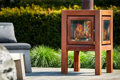 RB73 Quaruba XXL 3-Sided Glass Outdoor Wood Fireplace