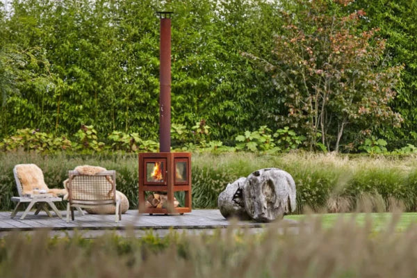 RB73 Quaruba XXL 3-Sided Glass Outdoor Wood Fireplace