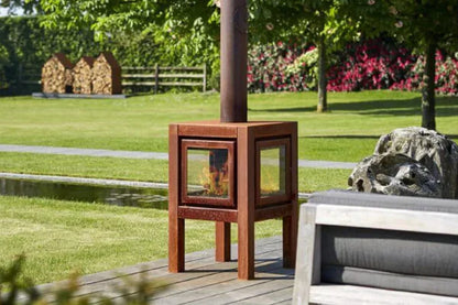 RB73 Quaruba L 3-Sided Glass Outdoor Wood Fireplace