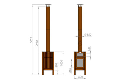 RB73 Quercus Outdoor Wood Fireplace With Oven